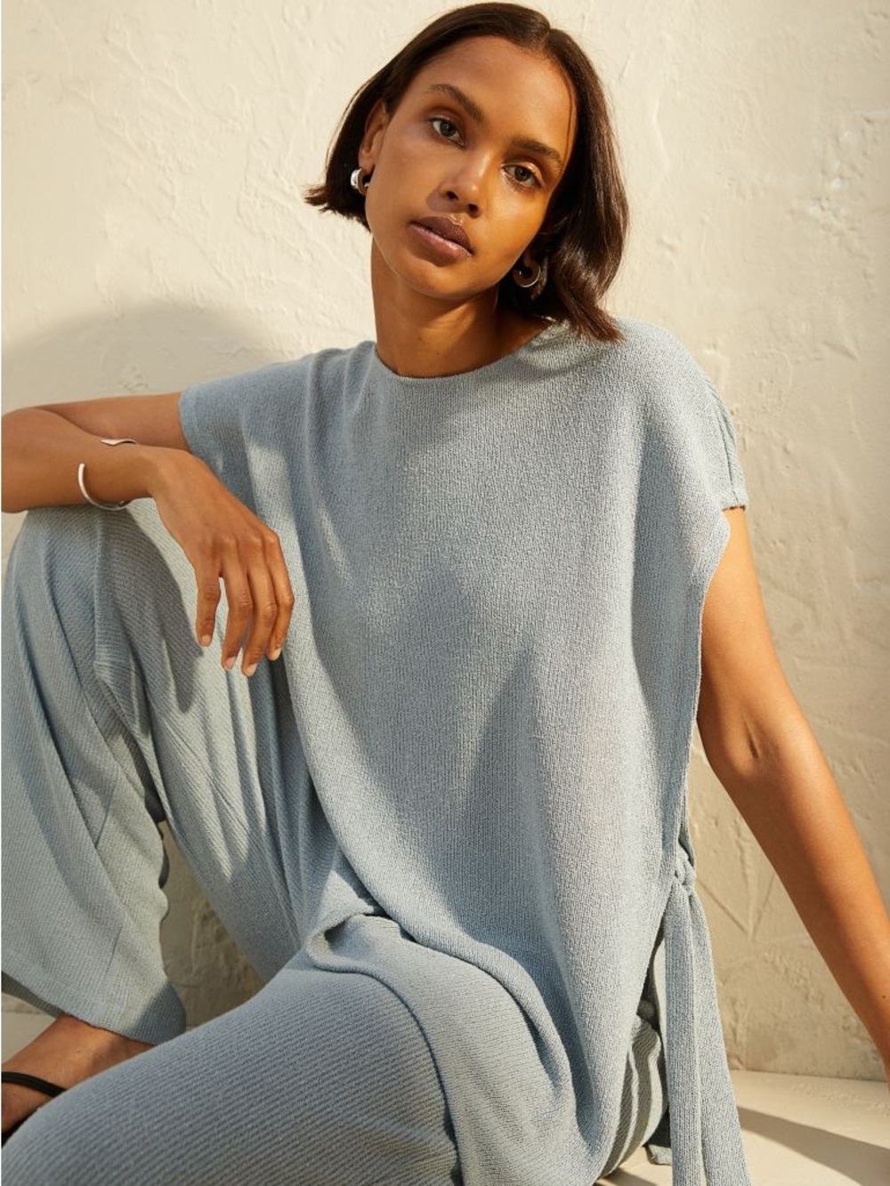H&M Light Blue Knit Sleeveless Set — XS PANTS & MEDIUM TOP!